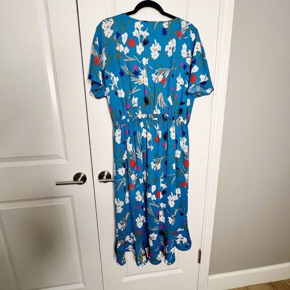 J Crew High-Low Faux Wrap Dress Size M floral print Blue White - Picture 4 of 8